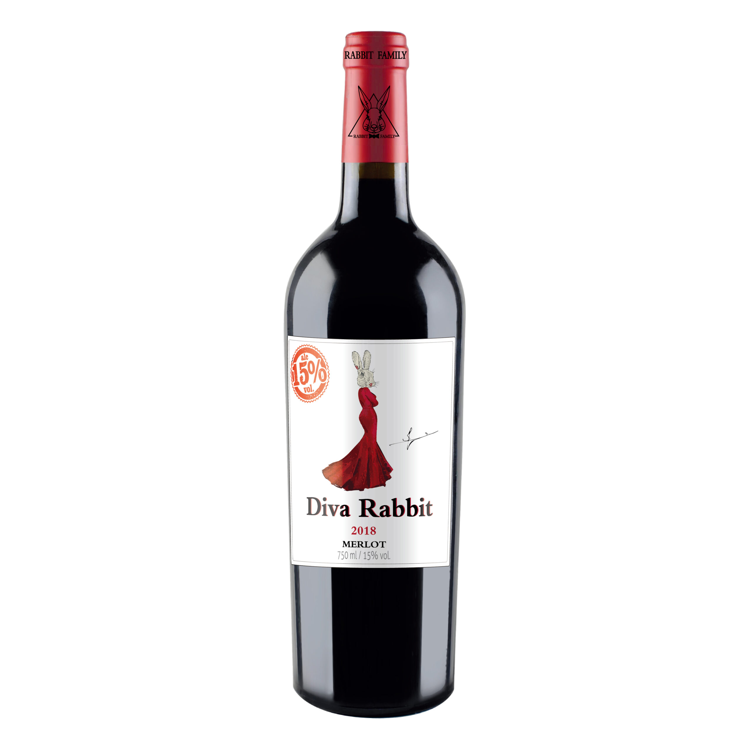 Diva Rabbit Merlot red wine bottle from the Spanish Powerful and Subtle range